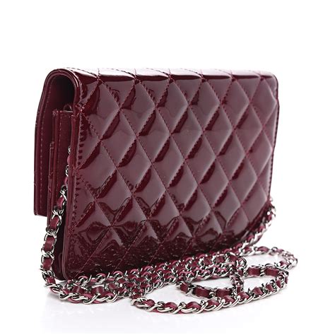 chanel patent wallet on chain